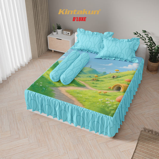 Kintakun Dluxe Sprei Set Rumbai Digital Printing Motif Sayaka Tinggi 39 cm