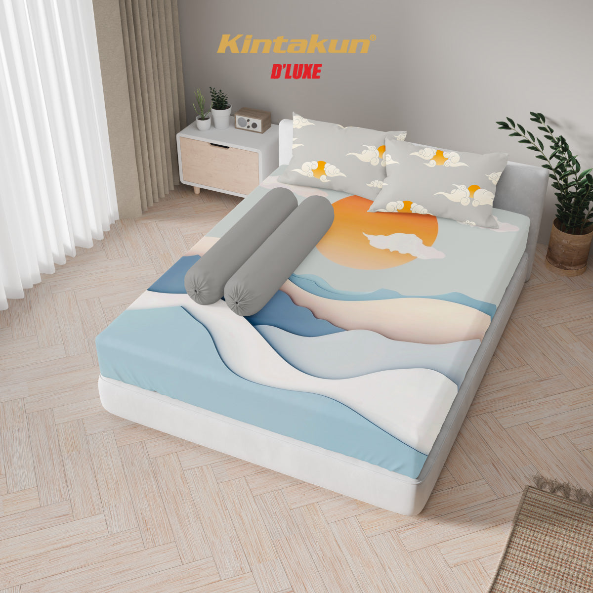 Kintakun Dluxe Sprei Set Fitted Digital Printing Ukuran 160 x 200