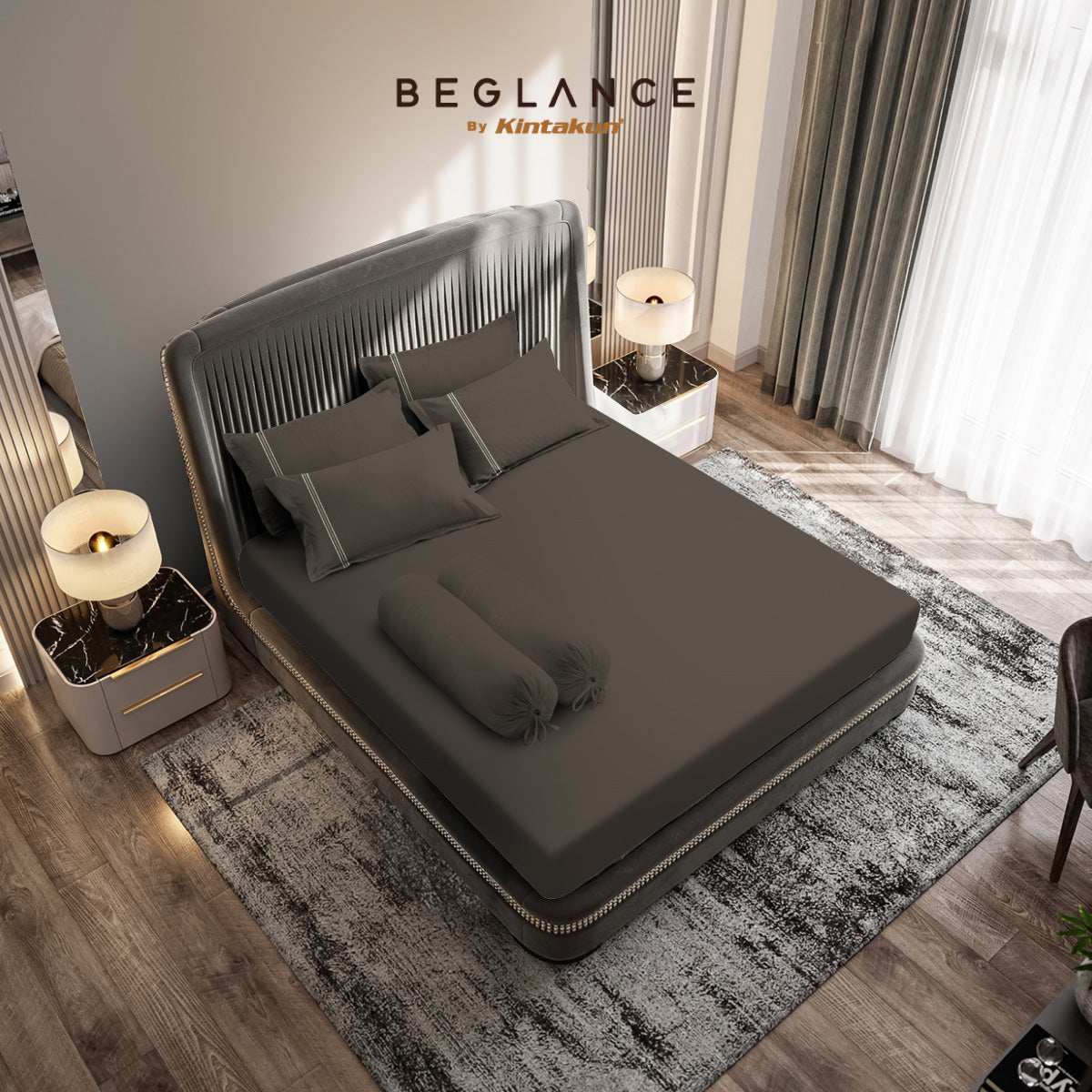 Beglance Cotton Embroidery Sprei Set 200 x 200 Tinggi 35 cm