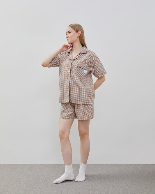 Cottonbee One Set Piyama Cotton Pria dan Wanita Varian Biscotti