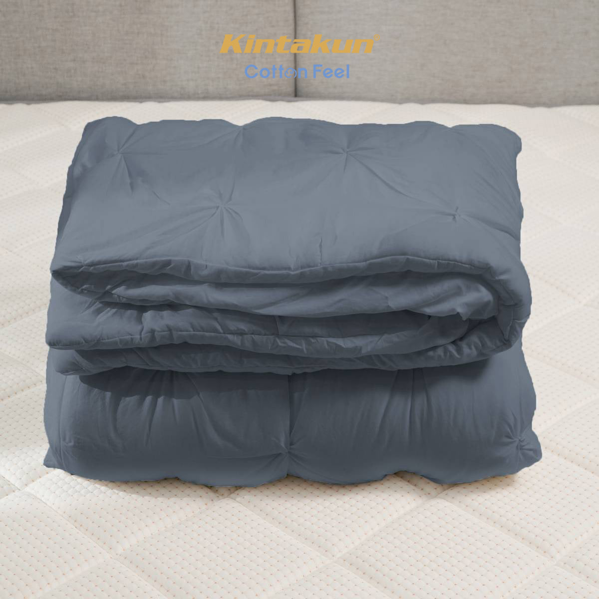 Kintakun Cotton Feel Comforter Basic & Pinch Quilt Varian Steel Gray
