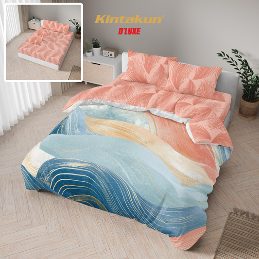 Kintakun Dluxe Bed Cover Set Fitted Digital Printing Motif Thalia Tinggi 25 cm