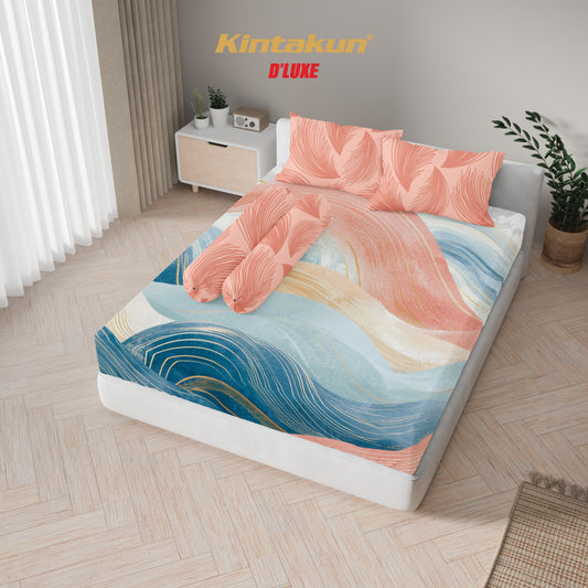 Kintakun Dluxe Sprei Set Fitted Digital Printing Motif Thalia Tinggi 25 cm