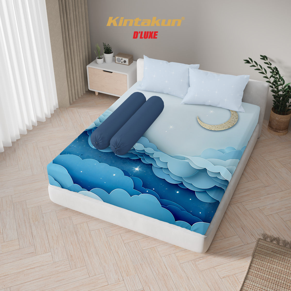 Kintakun Dluxe Sprei Set Fitted Digital Printing Ukuran 180 x 200