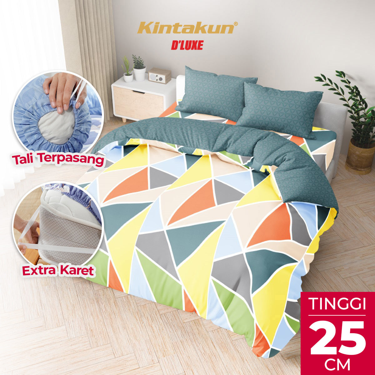Kintakun Dluxe Bedcover Set Fitted Varelia Tinggi 25cm