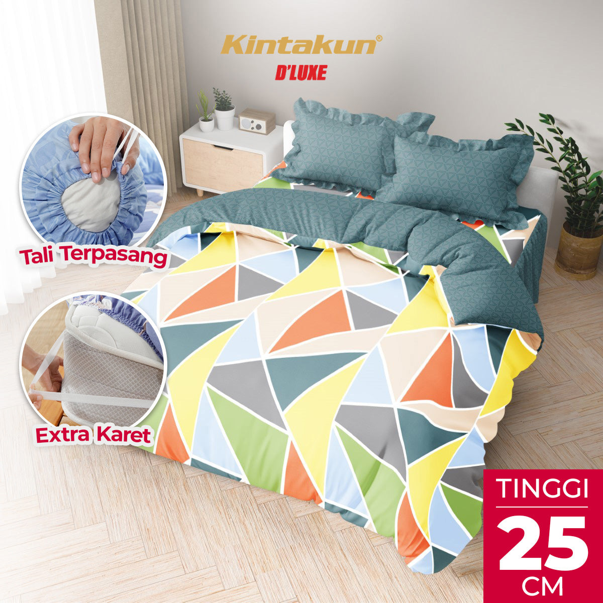 Kintakun Dluxe Bedcover Set Rumbai Varelia Tinggi 25cm