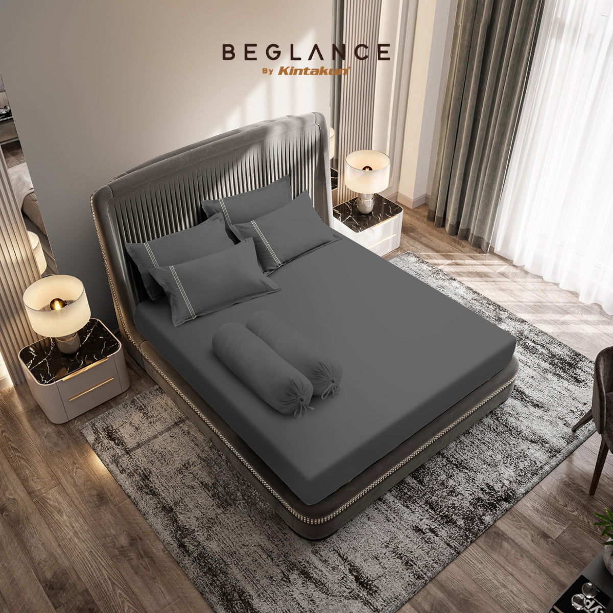 Beglance Cotton Embroidery Sprei Set 160 x 200 Tinggi 35 cm