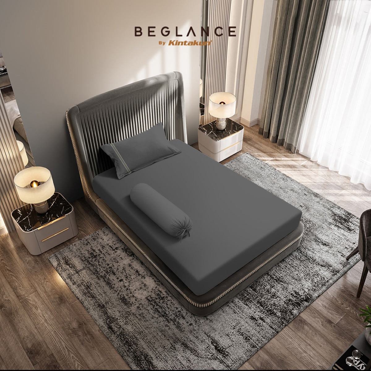 Beglance Cotton Embroidery Sprei Set 120 x 200 Tinggi 35 cm