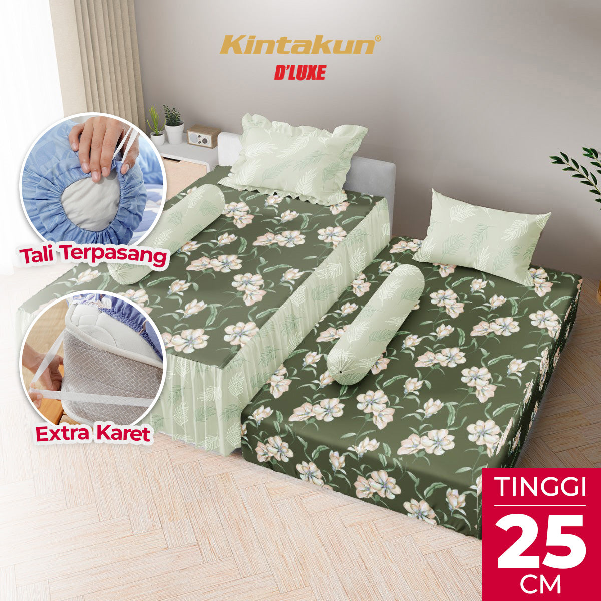 Kintakun Dluxe Sprei Duo 2in1 Yasmin Tinggi 25cm