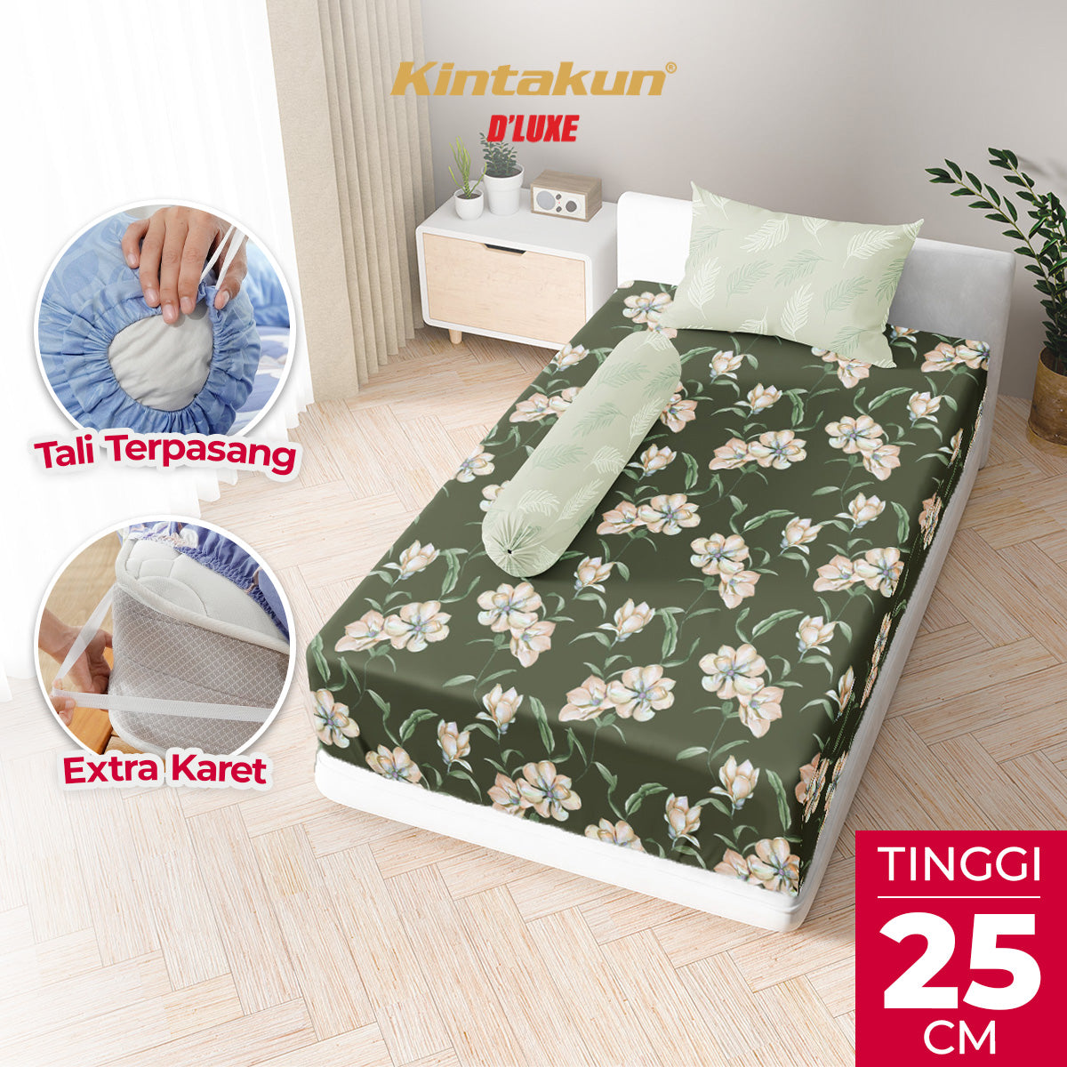 Kintakun Dluxe Sprei Fitted Yasmin Tinggi 25cm