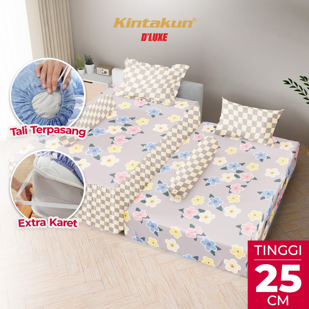Kintakun Dluxe Sprei Duo 2in1 Yoram Tinggi 25cm