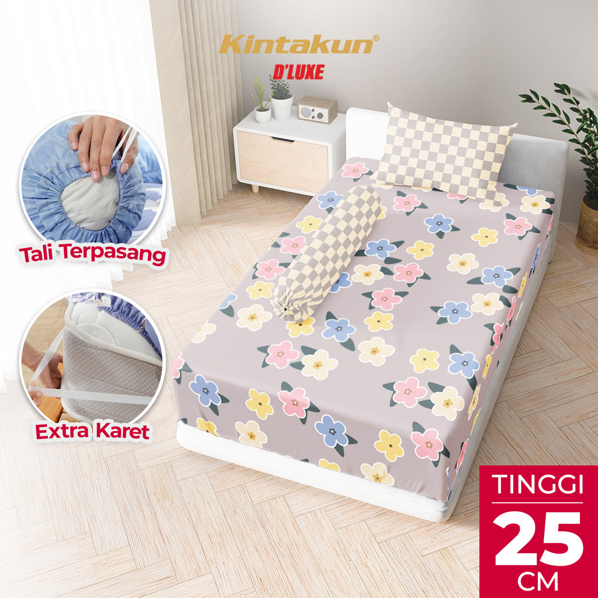 Kintakun Dluxe Sprei Fitted Yoram Tinggi 25cm