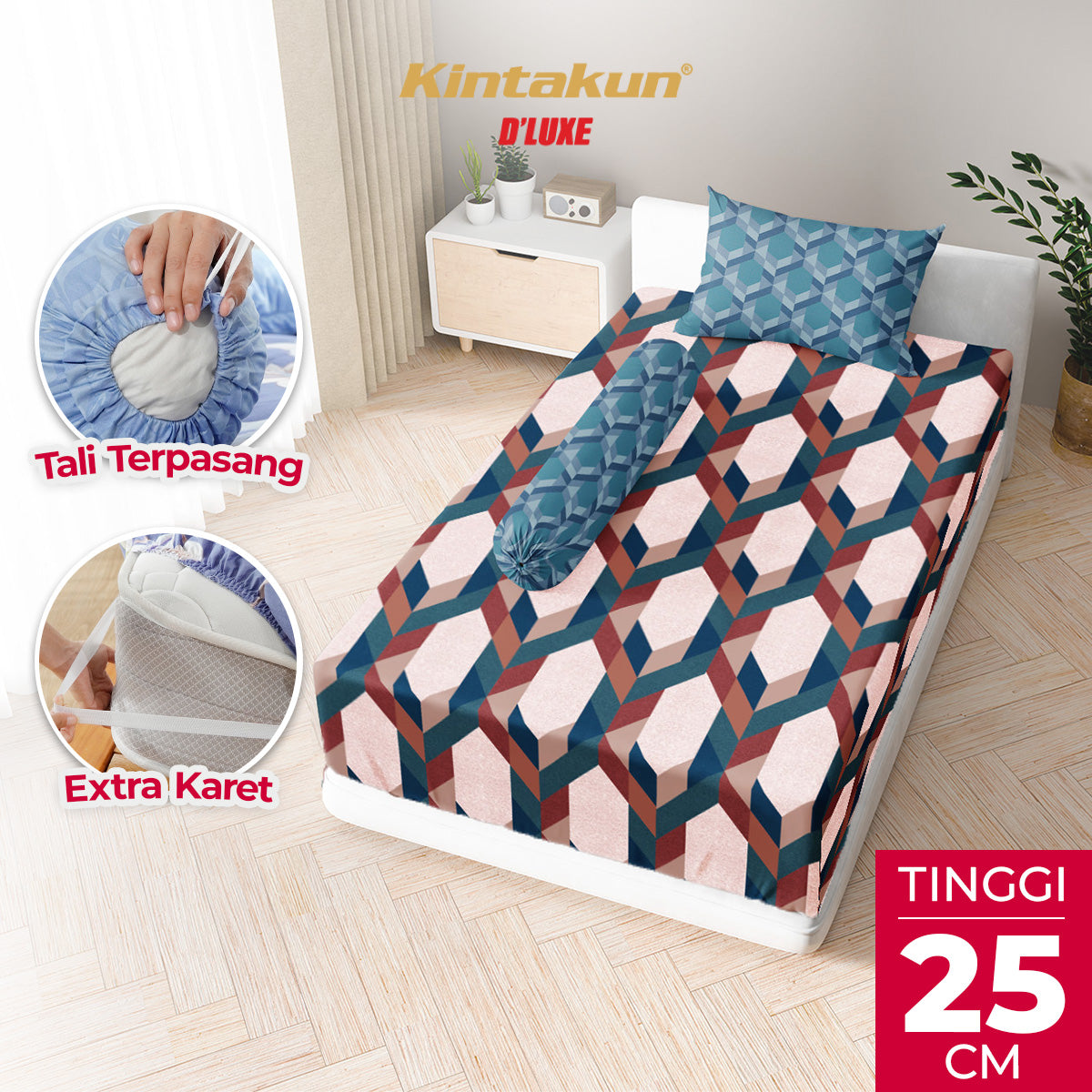 Kintakun Dluxe Sprei Fitted Zalika Tinggi 25cm