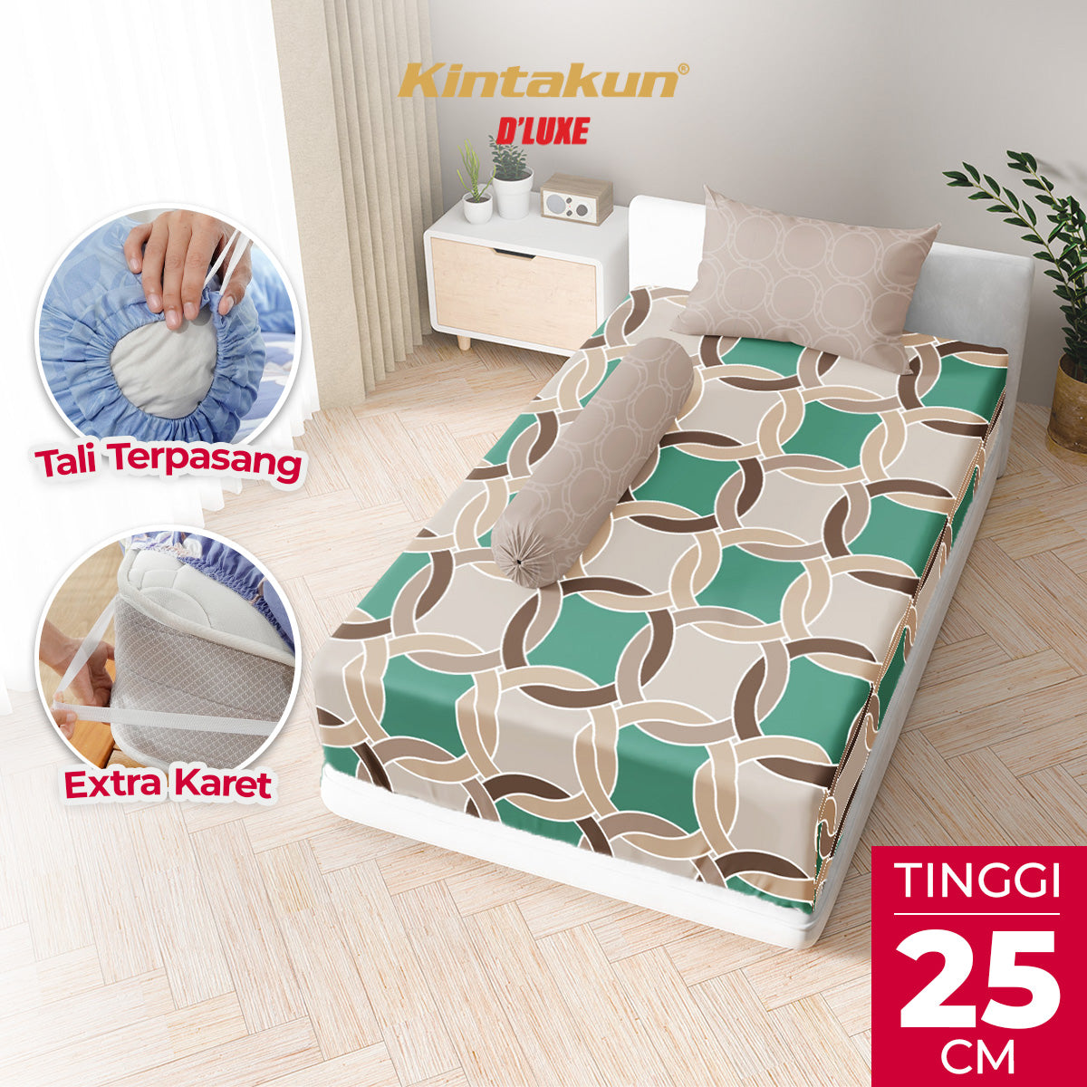 Kintakun Dluxe Sprei Fitted Zanaira Tinggi 25cm