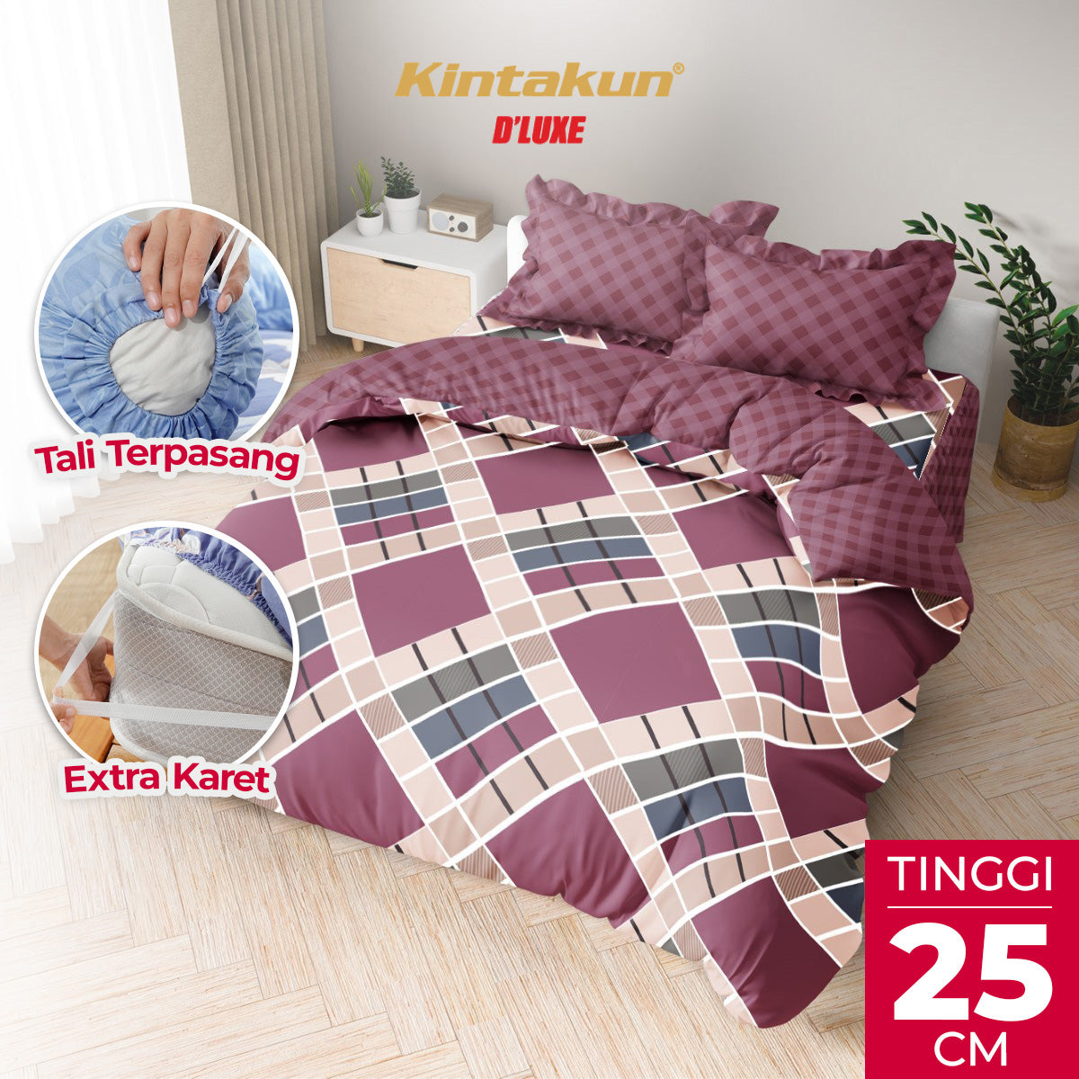 Kintakun Dluxe Bedcover Set Rumbai Zanetta Tinggi 25cm