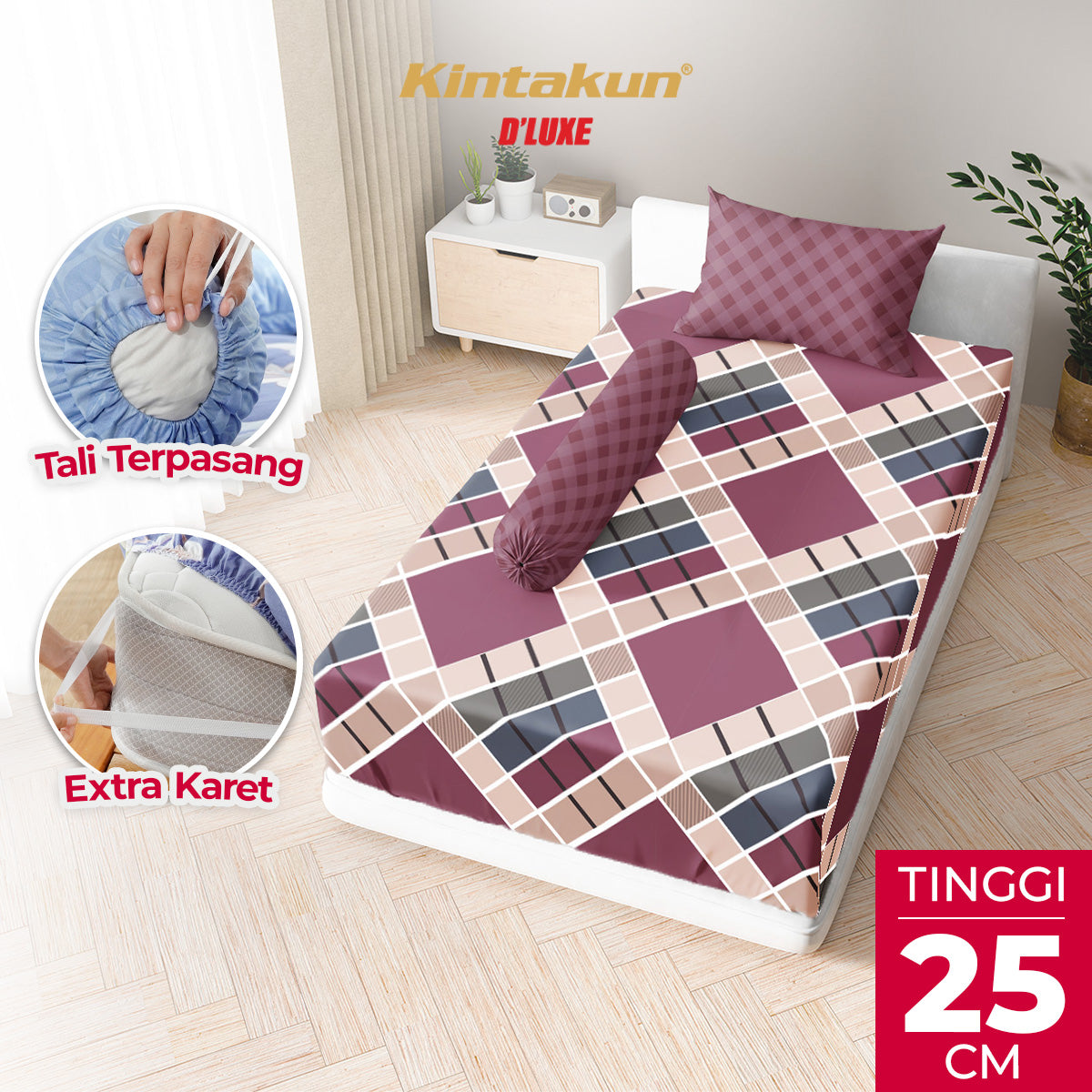Kintakun Dluxe Sprei Fitted Zanetta Tinggi 25cm