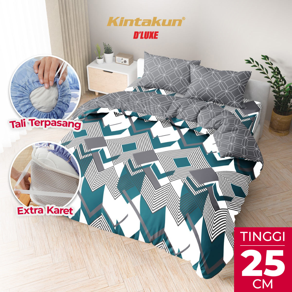 Kintakun Dluxe Bedcover Set Fitted Zelinda Tinggi 25cm