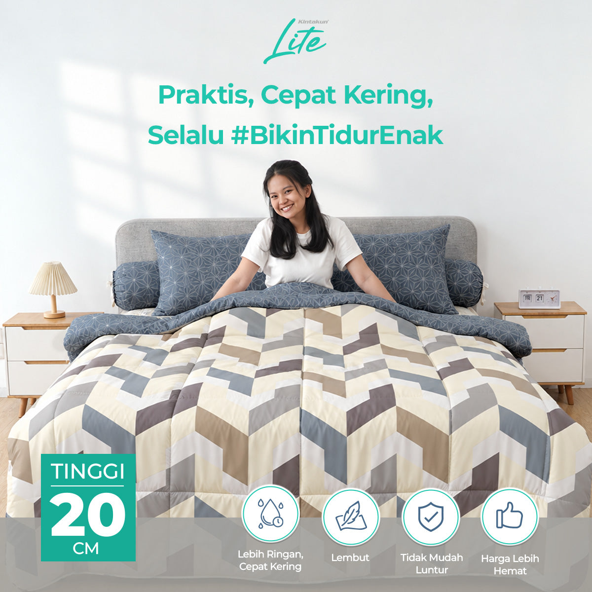 Kintakun Lite Sprei Fitted Baskara Tinggi 20cm