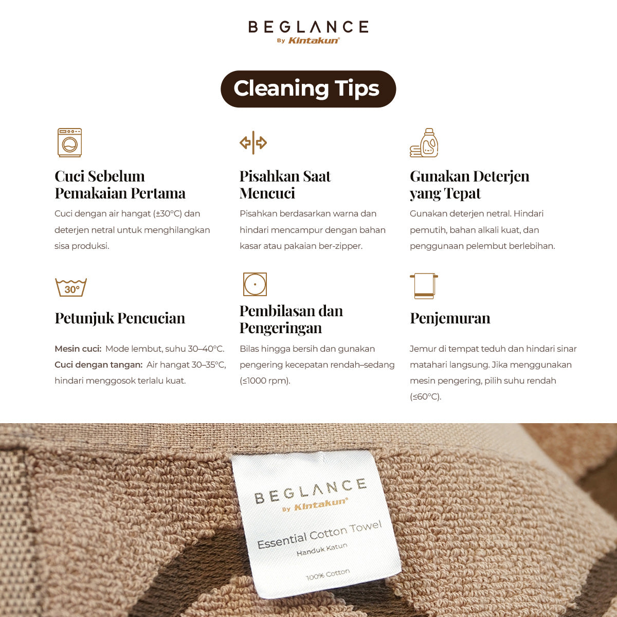 Beglance Essential Cotton Towel 70 x 140 cm 500 gsm Varian Arthea