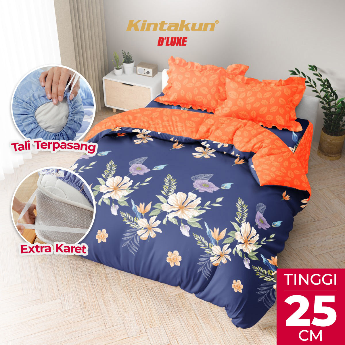 Kintakun Dluxe Bedcover Set Rumbai Almira Tinggi 25cm