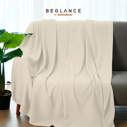 Beglance Poly Diamond Knit Blanket 150 x 195 Almond
