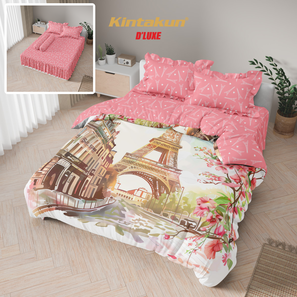 Kintakun Dluxe Bedcover Set Rumbai Digital Print Tinggi 39 cm Varian Motif
