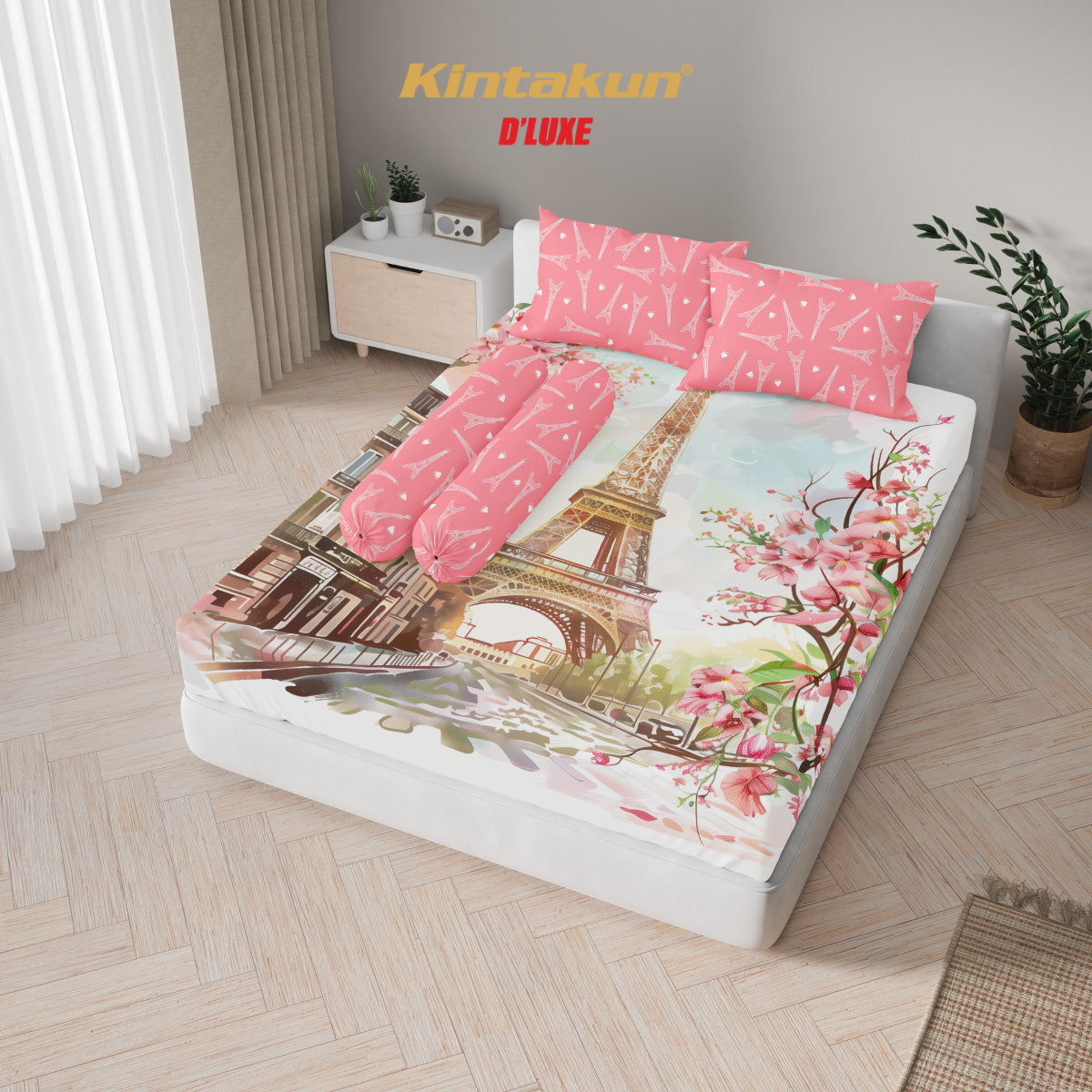 Kintakun Dluxe Sprei Set Fitted Digital Printing Ukuran 180 x 200 Varian Motif