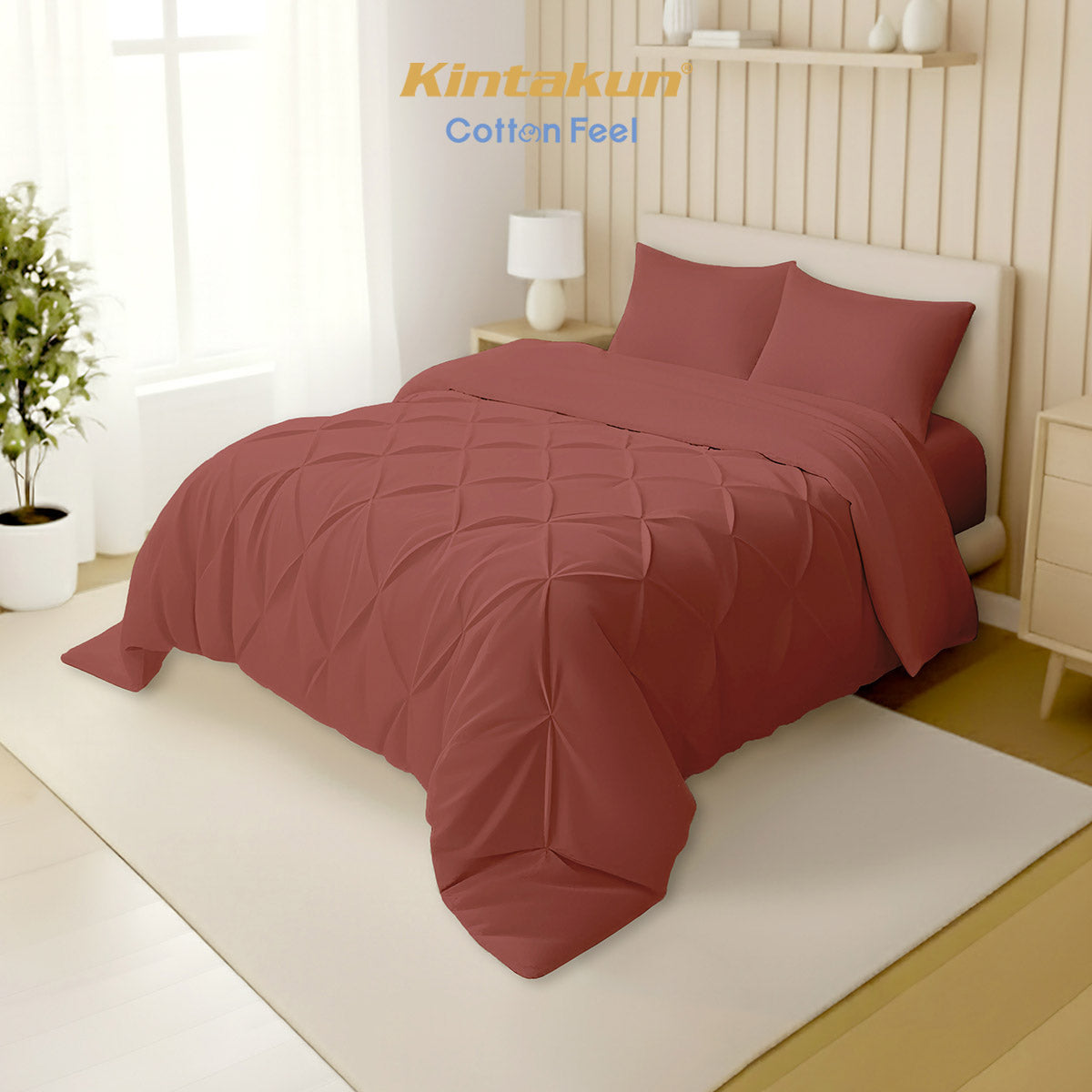 Kintakun Cotton Feel Comforter Basic & Pinch Quilt Varian Auburn