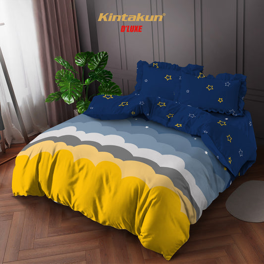 Kintakun DLUXE Bedcover Set Rumbai Azura Tinggi 39 cm