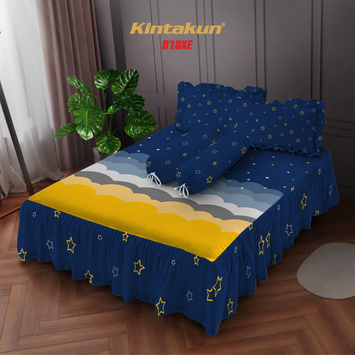Kintakun DLUXE Sprei Set Rumbai Tinggi 39 cm Azura