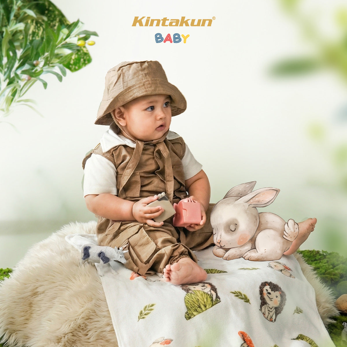 Kintakun Baby Cotton Towel Handuk Mandi Bayi Jungle Adventure 50 x 100 cm