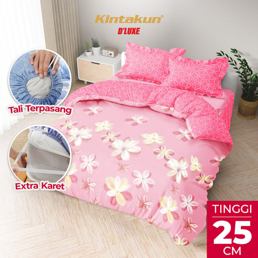 Kintakun Dluxe Bedcover Set Rumbai Carmelia Tinggi 25cm