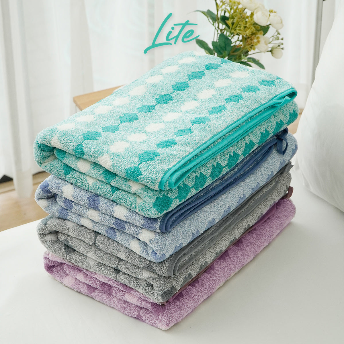 Kintakun Lite Coral Fleece Towel 35 x 75cm Caspian