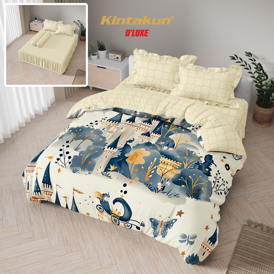 Kintakun Dluxe Bedcover Set Rumbai Digital Print Motif Castle Tinggi 39 cm