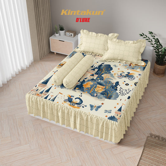 Kintakun Dluxe Sprei Set Rumbai Digital Printing Motif Castle Tinggi 39 cm