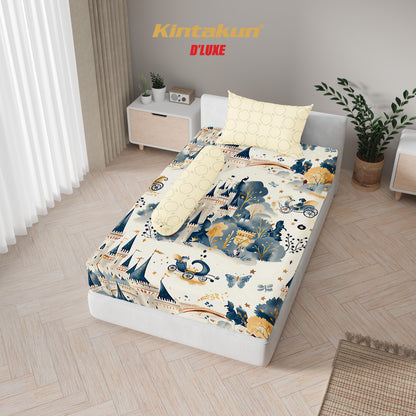 Kintakun Dluxe Sprei Set Fitted Digital Printing Motif Castle Tinggi 25 cm