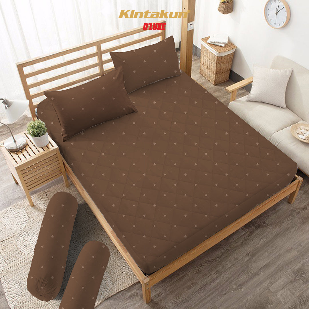Kintakun DLUXE Sprei Quilt Microtex 160 x 200 Matrass Korea (2in1) Tinggi 30cm Varian Choco