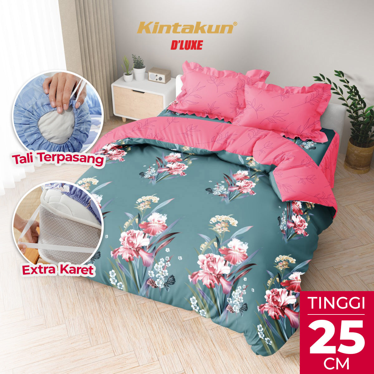 Kintakun Dluxe Bedcover Set Rumbai Cindy Tinggi 25cm