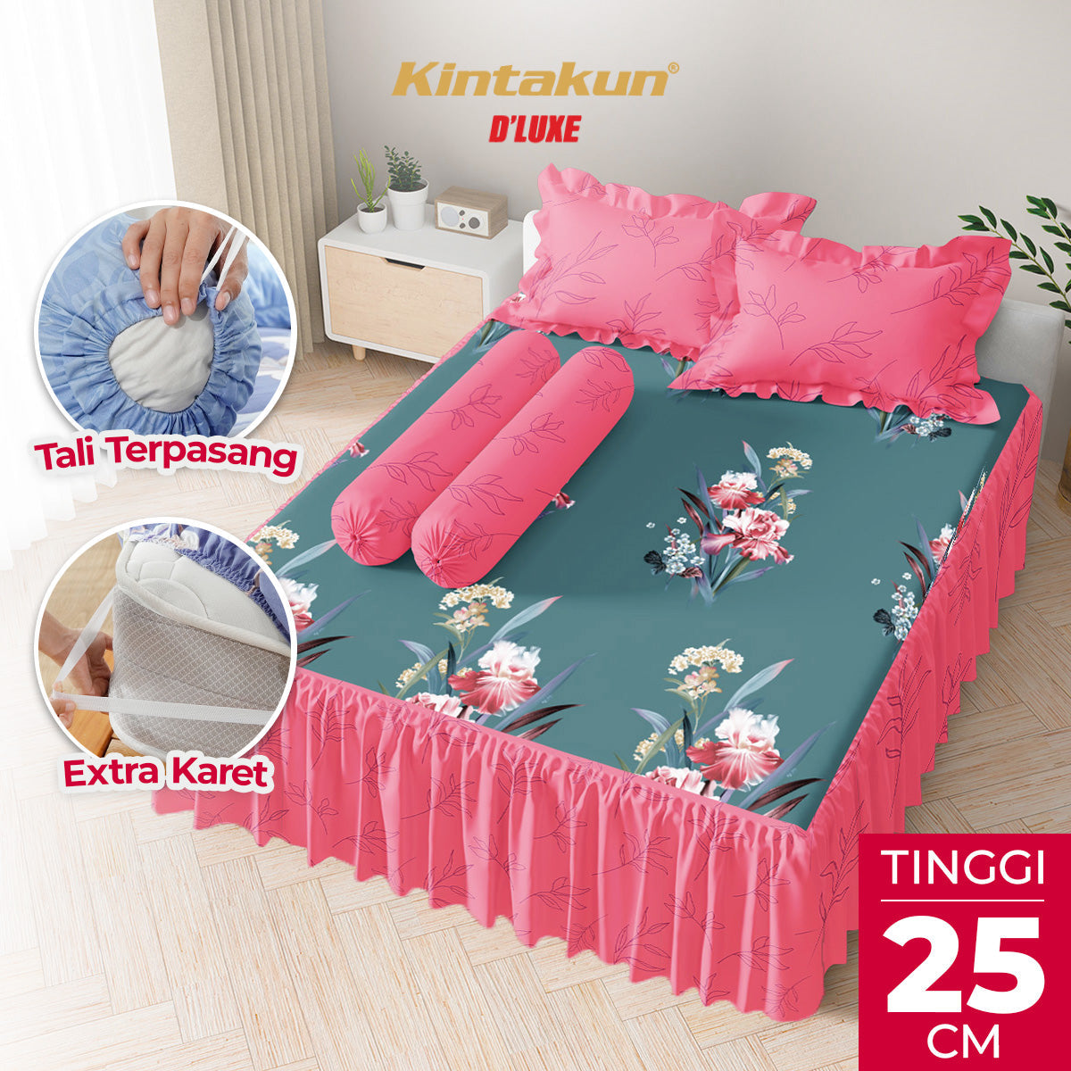 Kintakun Dluxe Sprei Rumbai Cindy Tinggi 25cm
