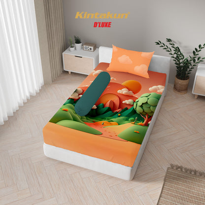 Kintakun Dluxe Sprei Set Fitted Digital Printing Motif Elunara Tinggi 25 cm
