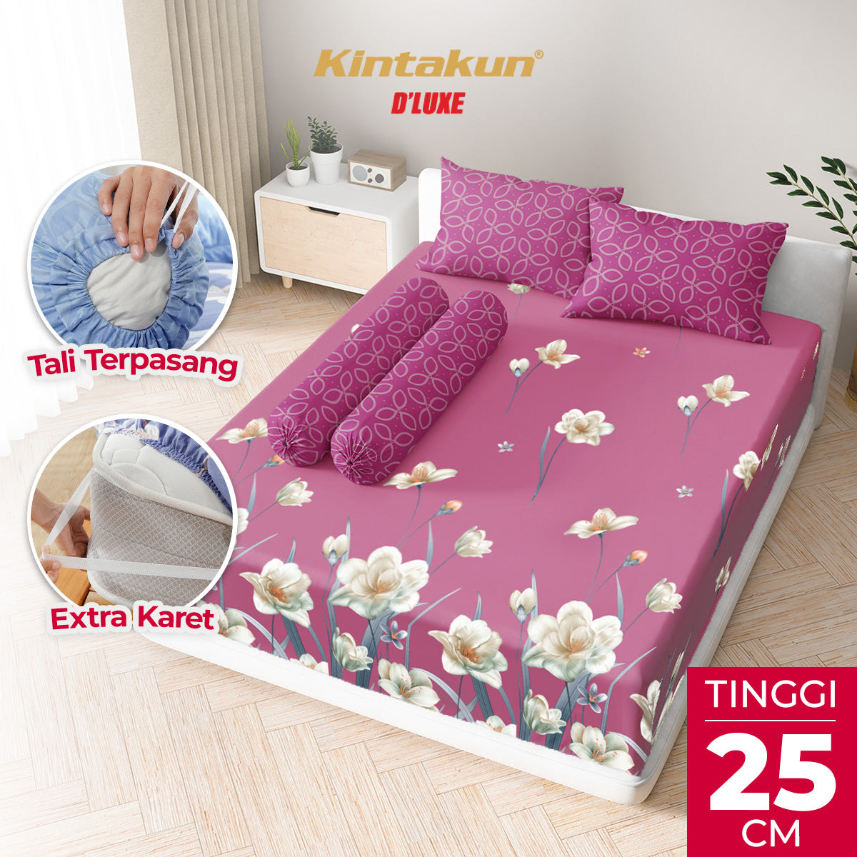 Kintakun Dluxe Sprei Fitted Ervina Tinggi 25cm