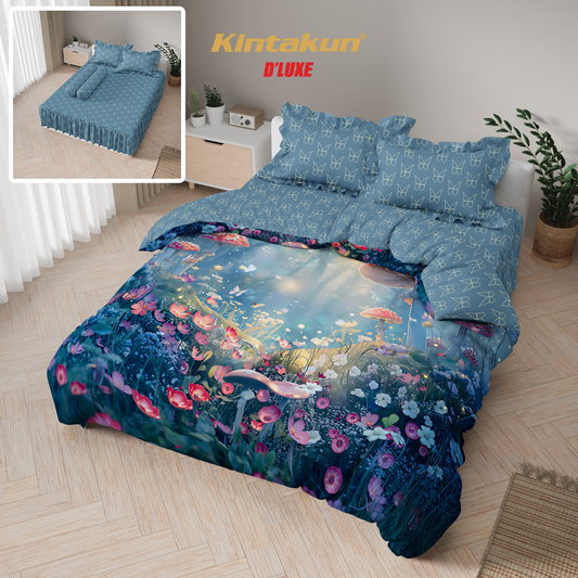 Kintakun Dluxe Bedcover Set Rumbai Digital Print Motif Fale Tinggi 39 cm