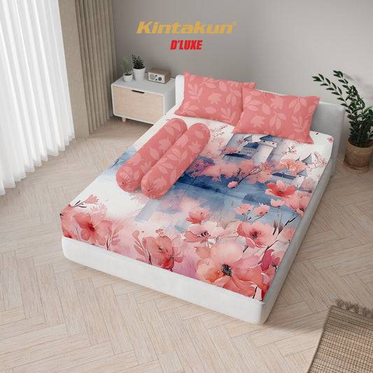 Kintakun Dluxe Sprei Set Fitted Digital Printing Motif Florie Tinggi 25 cm