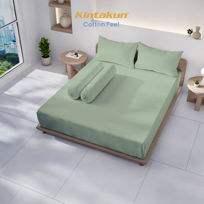 Kintakun Cotton Feel Sprei Set Fitted with Pocket Tinggi 30 cm Varian Greentea