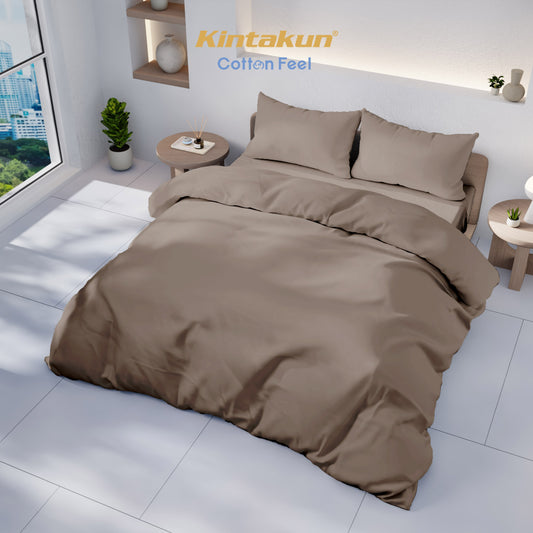 Kintakun Cotton Feel Bedcover Set Fitted with Pocket Tinggi 30 cm Varian Greige