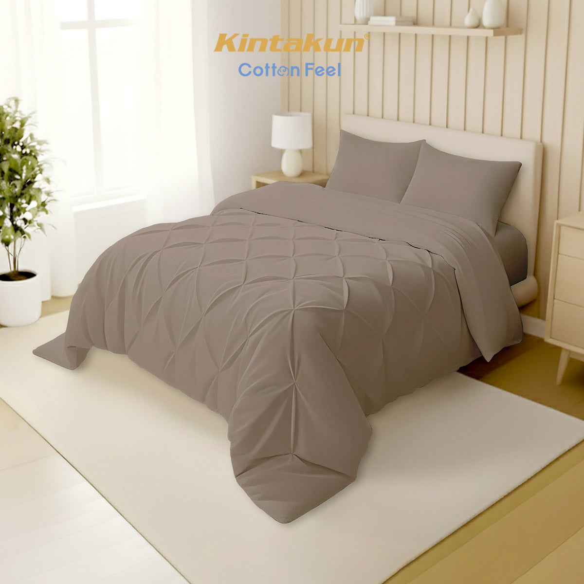 Kintakun Cotton Feel Comforter Basic & Pinch Quilt Varian Greige