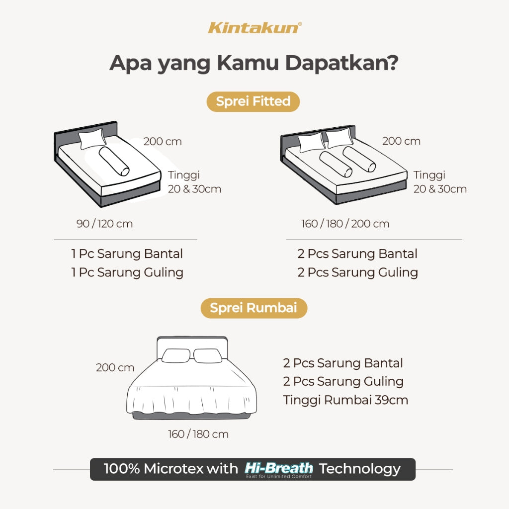 Kintakun DLUXE Sprei Set Fitted Jenggala Tinggi 20 cm