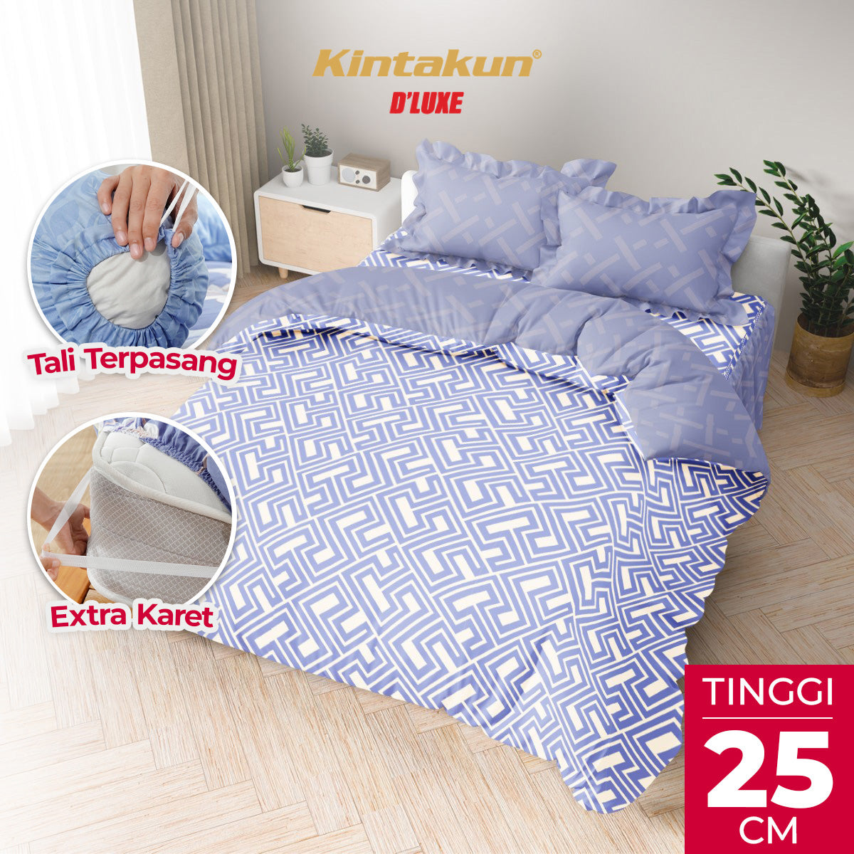 Kintakun Dluxe Bedcover Set Rumbai Izana Tinggi 25cm
