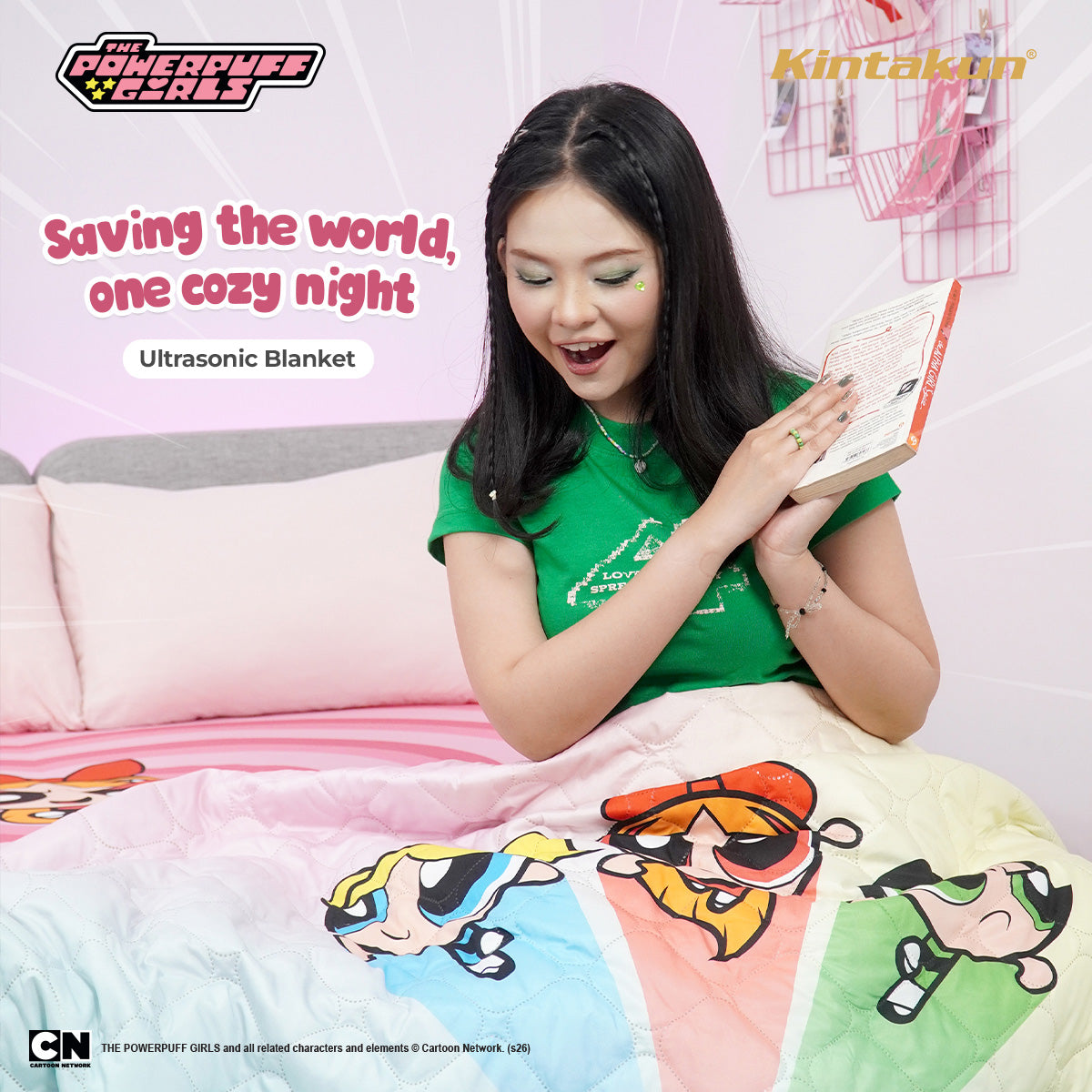Kintakun DLUXE Ultrasonic Blanket 160 x 200 The Powerpuff Girls Motif Perfect Little Girls