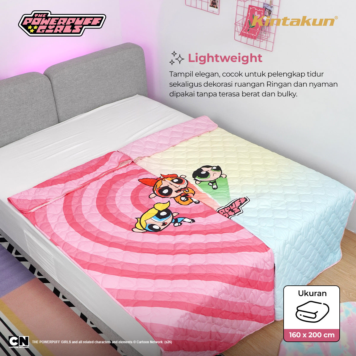 Kintakun DLUXE Ultrasonic Blanket 160 x 200 The Powerpuff Girls Motif Perfect Little Girls